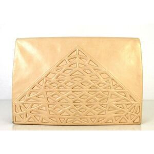 VTG ANDREA PFISTER ITALY CREAM BLUSH GENUINE LEATHER SHOULDER BAG XBODY PURSE